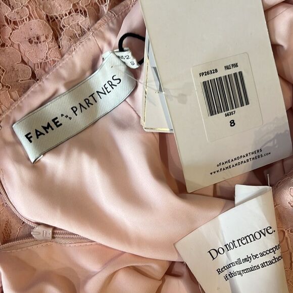 Fame & Partners Pink Lace Spaghetti Strap Midi Dress - Picture 6 of 8